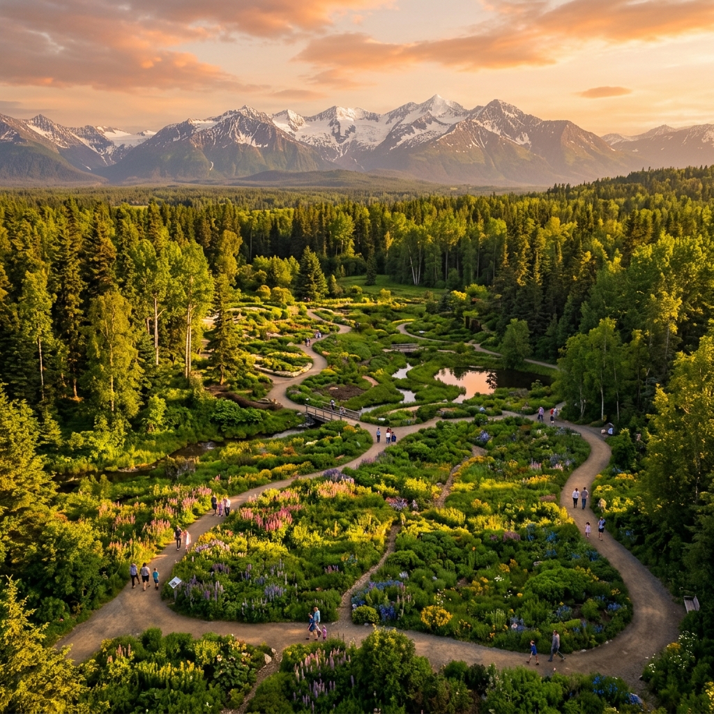 Alaska Botanical Garden in summer